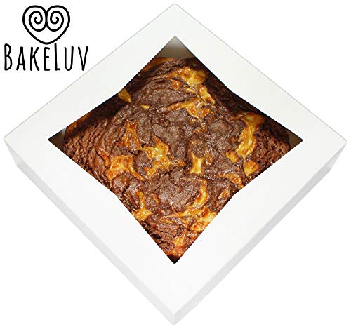 BAKELUV Pie Boxes 10x10x2.5 Inch | White / 25 pcs/Auto-Popup | Bakery/Pastry/Treats/Cookies/Cheesecake/Cake/Muffins/Donuts - color: White, size: 25