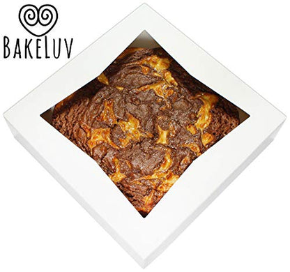 BAKELUV Pie Boxes 10x10x2.5 Inch | White / 25 pcs/Auto-Popup | Bakery/Pastry/Treats/Cookies/Cheesecake/Cake/Muffins/Donuts - color: White, size: 25