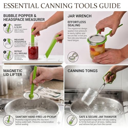 Canning Supplies Starter Kit – 12x 16oz Pint Mason Jars with Wide Mouth Funnel, Jar Lifter, Tongs, Jar Wrench – Complete Canner Tools for Jam, Pickling, Water Bath and Pressure Canning