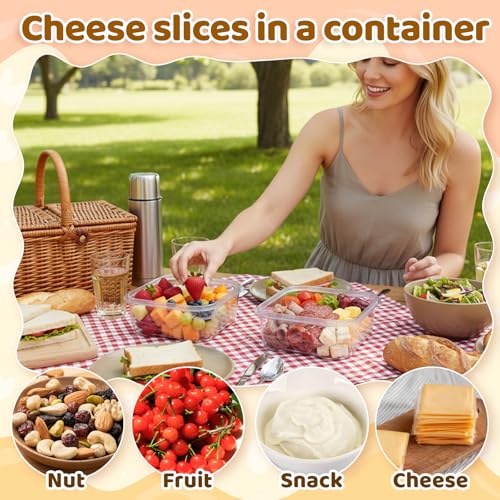 Cheese Container for Refrigerator 2 Pcs Reusable Sliced Cheese Container Clear Plastic Cheese-Slice Holder for Fridge, Fruits, Vegetables