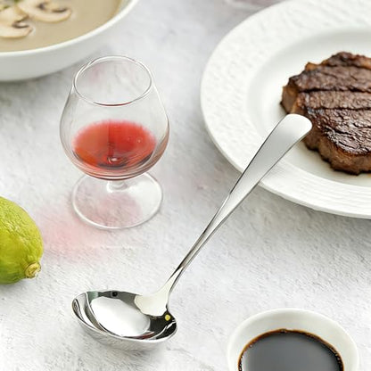 Small Ladle for Serving, 7.8 Inch 18/10 Stainless Steel Mini Gravy Ladle for Soup, Sauce and Gravy, Sturdy and Anti-corrosion, Dishwasher Safe