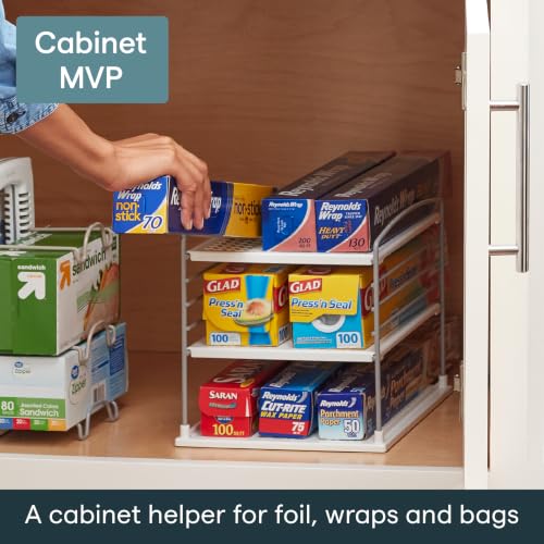 YouCopia UpSpace Adjustable Box Organizer for Foil Wrap and Kitchen Cabinet Storage, Original, White - size: Small Classic