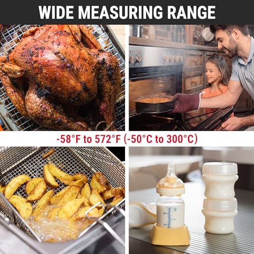 TempPro TP03B Digital Meat Thermometer for Cooking, Instant Read Thermometer with Backlight, Kitchen Food Thermometer for Grill Smoker BBQ Oil Deep Fry Candy Bread Coffee (Previously ThermoPro) - color: Blue