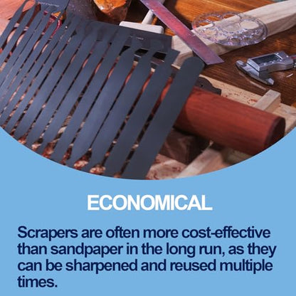 Cabinet Card Scrapers Set with Burnisher - 15 Shapes High-Strength Blue Spring Steel Woodworking Tools for Engraving, Deburring, Polishing & Contour Sanding - size: Set A+Rod