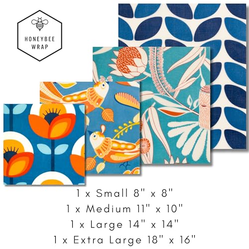 Beeswax Wraps for Food - The Kitchen Collection - Organic Cotton Beeswax Wrap - Reusable Beeswax Food Wrap - Plastic Wrap/Sandwich Bags Alternative - 4 Pack, S, M, L & XL - color: 4 Pack (S, M, L, XL)