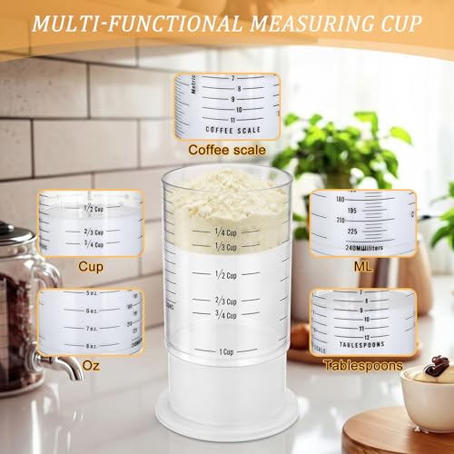 6 Pcs Adjustable Push up Measuring Cup Set Includes 2 Adjustable Measuring Cups and 5 Measurings Spoon for Peanut Butter Liquid Dry Semi Solid Ingredient Home Cooking Tool(6.5 * 10cm) - size: 1 cup