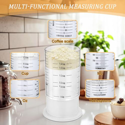 6 Pcs Adjustable Push up Measuring Cup Set Includes 2 Adjustable Measuring Cups and 5 Measurings Spoon for Peanut Butter Liquid Dry Semi Solid Ingredient Home Cooking Tool(6.5 * 10cm) - size: 1 cup