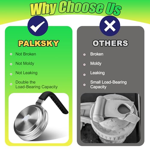 Palksky Mason Jar Lids with Straw Hole Wide Mouth, Stainless Steel Drinking Lid with Handle & Silicone Rings, Spill-Resistant Mason Jar Straw Lid for Iced Coffee, Juice, Lemonade (2 Packs) - style: Wide Mouth Lids with Straw Hole & Handle 2 Packs