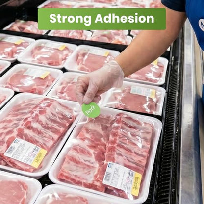 1000 Pcs Pork Food Labels 1 Inch, Vinyl Green Round Food Stickers Waterproof Oil Proof Adhesive Roll for Deli Sandwich Shop BBQ Catering Restaurant