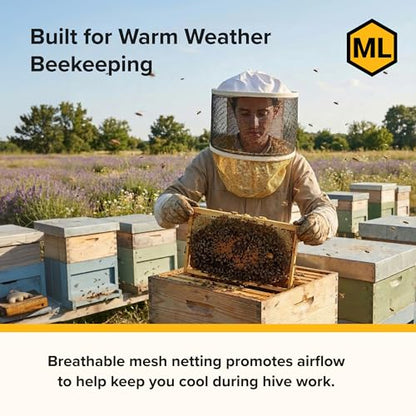 Mann Lake Alexander Veil, Cloth Binding Summer Bee Head Veil, Breathable Mesh Netting Cover, Hot Weather Beekeeping Headgear Protection for Cool, Comfortable, All Day Wear - style: Elastic