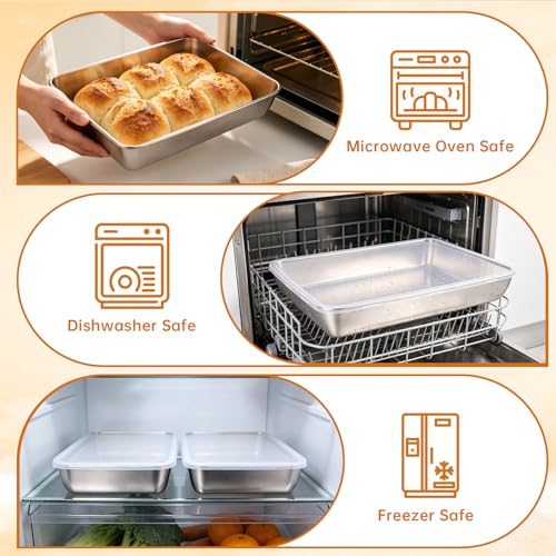 2 Pack Pizza Dough Proofing Box, 6L Large Capacity Stainless Steel Food Storage Container with Lid, Household Pizza Dough Tray for Bread & Dough Balls, Includes Cutter - size: 6L