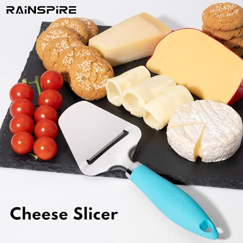 Rainspire Upgraded Non-Stick Cheese Slicers for Block Cheese Multi-Functional Cheese Cutter for Mozzarella, Cheddar, Gruyere Charcuterie Accessories Dishwasher Safe Kitchen Tools, Blue - color: Blue