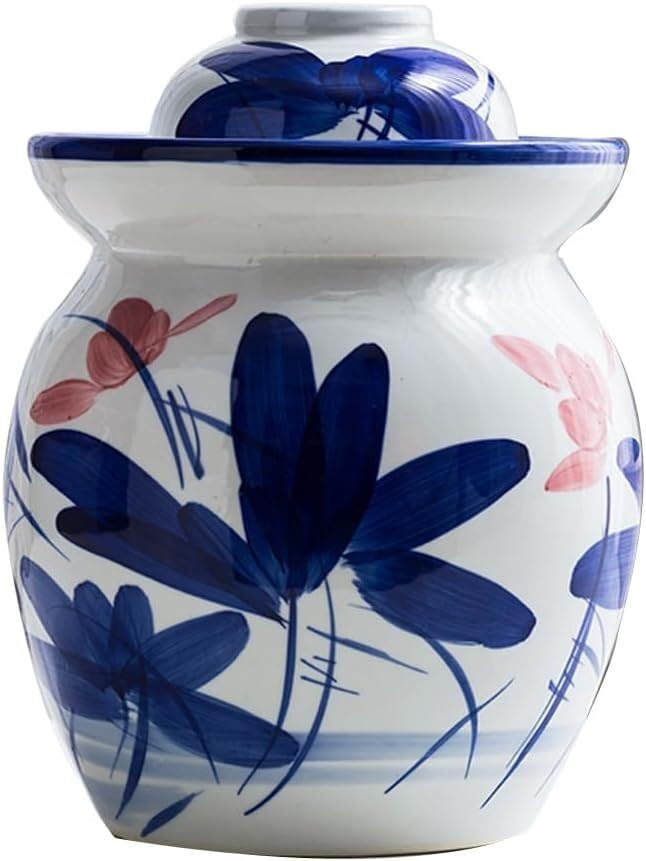 Traditional Chinese Porcelain Pickling Jar-Ceramic Pickle Jar With Lids, Sauerkraut Crock B-7L(B,7L) - color: B, size: 7L