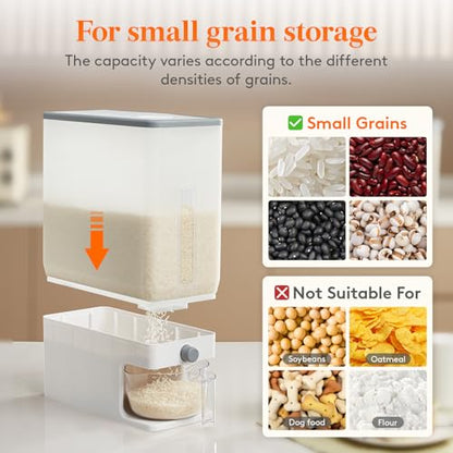 Lifewit Rice Dispenser 25 Lbs(11.3kg), Rice Storage Container Sealed Moisture Proof with Measuring Cup for Kitchen Pantry Household, BPA-Free, 1 Pack Clear - color: Clear