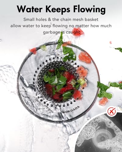 Sink Strainer with Stopper, Wokdada Revolutionary Clog-Free Food Catcher for Garbage Disposal - color: Gray Silver