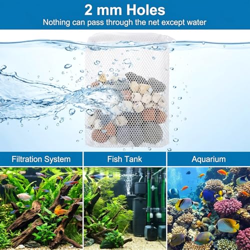 12 Pcs Aquarium Filter Media Bags, 8' X 6'' Extra Fine Mesh Bag Reusable | Aquarium Filter Media Bags with Zipper for Fish Tank Activated Carbon, Ceramic Rings