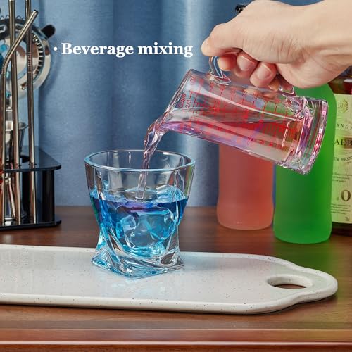 Ackers Glass Measuring Cup 5 Oz/150ml Shot Glass Measuring Cup with V-Spout,Insulated handle