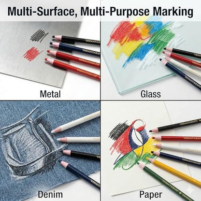 12-Pack China Markers Grease Pencils - Professional Peel-Off Wax Pencils for Marking on Glass, Metal, Wood, and Plastic (Red 12) - color: Red 12