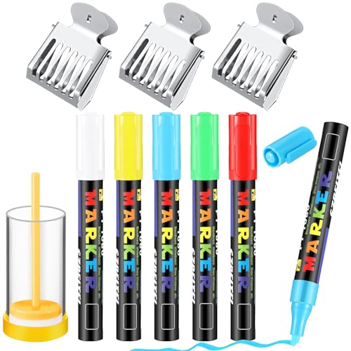 Qualirey 9 Pieces Queen Bee Marking Kit Including 5 Color Queen Marker Pens 1 Marking Bottle 3 Marking Clips for Beekeeping Supplies Beekeeper Marking Tools - color: Yellow
