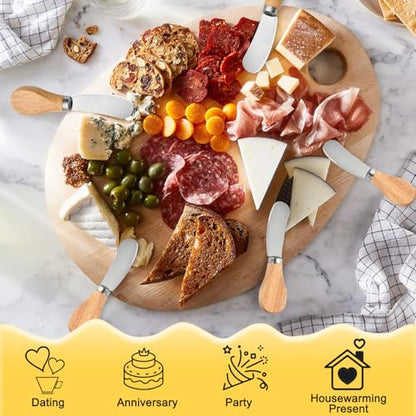 50 Pcs Cheese Spreader Knives, 4.72 Inch Cheese Spreader Knives with Wooden Handle, Stainless Steel Cheese Knives for Charcuterie Board, Sandwich, Appetizers, Cocktail Spreading