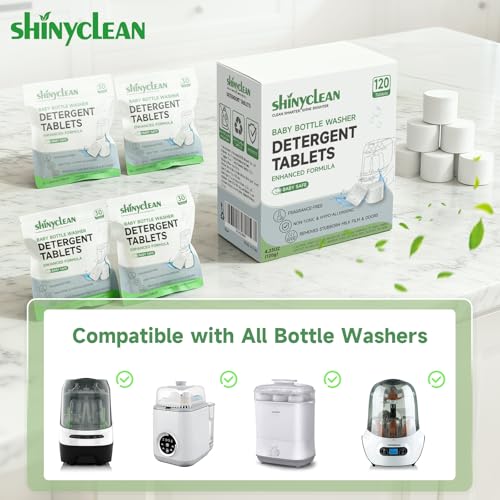 Bottle Washer Detergent Tablets, Fits All Machines, 120 count | Baby-safe, deep cleaning, chlorine & fragrance free, no residue, compatible with Momcozy & Baby Brezza Pro and all brands - size: 120 Count (Pack of 1)
