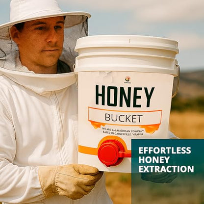 Honey Bucket 5 Gallon Bucket with Spigot Extractor Equipment Food-Grade PP 20L Capacity + Honey Strainer Filter Honey Filter 2 Piece Honey Double Strainer Honey Extractor Equipment Stainless Steel - style: Strainer Filter + Bucket