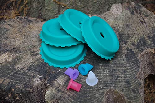 Mason jar Silicone lid and waterless Airlock made for Regular mouth masons jars 4 pack.