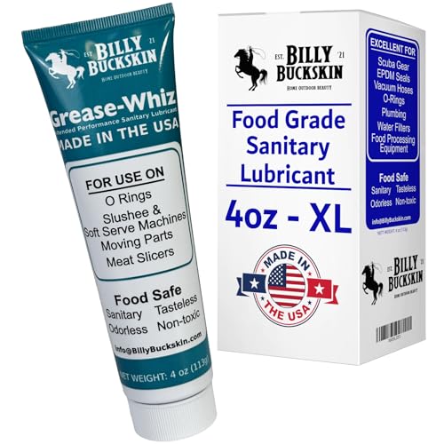 Grease-Whiz Food Grade Grease Lubricant (4oz, 12 Pack) - Slushee Machine, Beer Kegs, Pools, O Rings, Ice Cream Machine Lube - Food Grade Lubricant for Commercial & Domestic Use by Billy Buckskin - size: 48oz