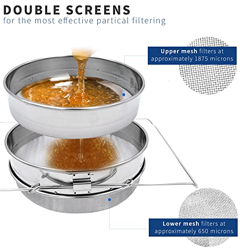 VIVO Double Sieve Stainless Steel Honey Strainer, BEE-V101H | Bee Keeping Equipment Filter