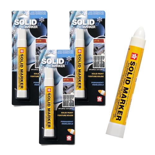 SAKURA Solid Paint Markers with Twist Up Tip - Low Temperature Permanent Marker Pens - Window, Wood, & Glass Marker - White Paint - 3 Pack - color: White