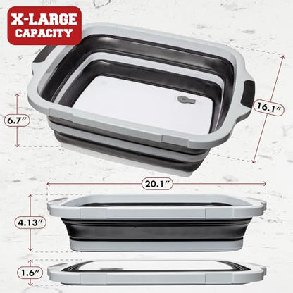 KITCHEN PERFECTION Collapsible XL Smoker & BBQ Prep Tub with Locking Lid & Cutting Board - Grill Caddy Container for Meat Marinating & Brine Perfect For Brisket, Turkey & Ribs - Best Gift For Men - color: Black