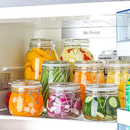 ComSaf Round Small Glass Pantry Jars with Airtight Lids 17 oz 6 Pack | Spices nuts snacks, Jam jelly pickles, Canning jars, Pantry organization, Small size, Kitchen cabinet storage - size: 17oz*6