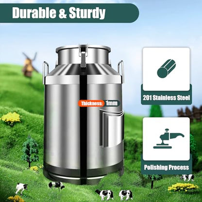 Stainless Steel Milk Can, 60L fermentation barrel wine barrel fermenter, 15.85 Gallon Milk Can Tote Jug with Sealed Lid Heavy Duty, self-brewed wine sealed making equipment for Milk and Wine