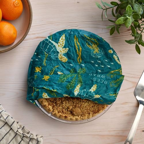 Bee's Wrap Beeswax Wraps for Food - Cut to Size 14x52" Beeswax Wrap Roll - Plastic Free Made in USA Reusable Natural Food Wrap - Ocean - style: Ocean