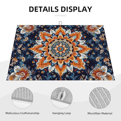 Mandala Flowers Dish Drying Mat for Kitchen Counter Microfiber Super Absorbent Non-Slip Dish Drying Pad for Countertops Dishes Utensils Stylish Quick-Dry Machine Washable 18x24 Inch - color: Mandala Flowers