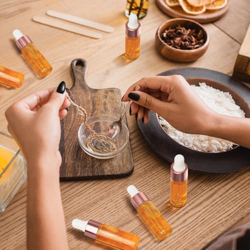 Didaey 100 Pcs 1/2/3/5/10/15 ml Mini Glass Oil Dropper Bottle Bulk, Clear Essential Small Empty Bottles Sample Containers Perfume Liquid Vials with Cap for Traveling (5 ml,Rose Gold) - color: Rose Gold, size: 5 ml