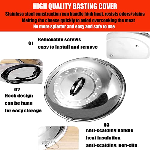 4 Piece Griddle Accessories Kit for Blackstone- 12'' Cheese Melting Dome Stainless Steel with 7'' Burger Bacon Press and 2 Pcs BBQ Heat Resistant Gloves for Flat Top Griddle Grill Indoor Outdoor