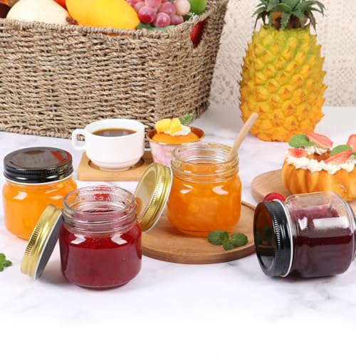 30 Pack Mason Jars 8 oz with Black Lids, Half Pint Canning Jars with 40 Free Labels, Regular Mouth Glass Jars for Canning, Preserving, Candle, DIY & Meal Prep - color: Black-8oz-30