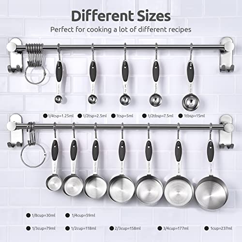 Measuring Cups and Spoons Set: U-Taste 18/8 Stainless Steel 12 Pieces Metal Stacking Kitchen Baking Cooking Food Measure Set 7 Cups 5 Spoons with Strengthened Weld Joints (Black, Upgraded Version) - color: Black