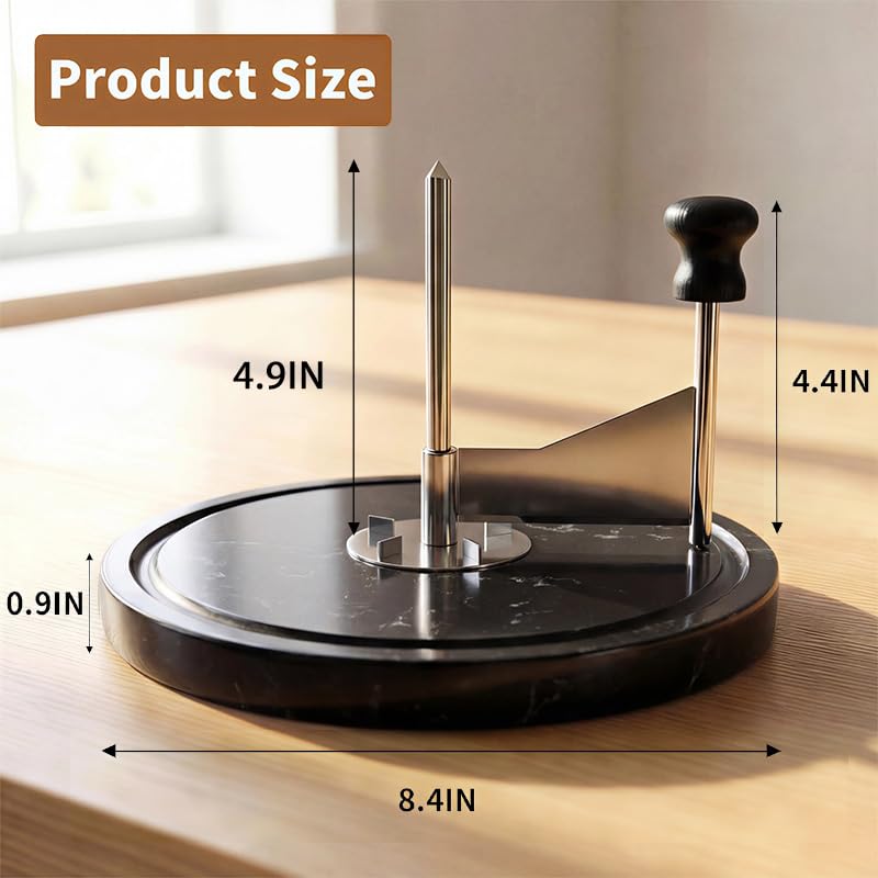 ZZXLLLO Girolle Cheese Curler Shaver Wheel – Stainless Steel Cheese Slicer Flower Maker Tool for Tête de Moine – Black Marble Base with Dome Lid - color: Black