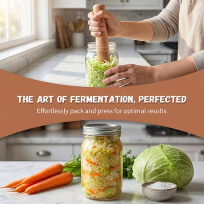 PRETYZOOM 7-Inch Wooden Kimchi Sticks Food Pounder for Mason Jar Fermentation Sauerkraut Cabbage Masher Kitchen Tool