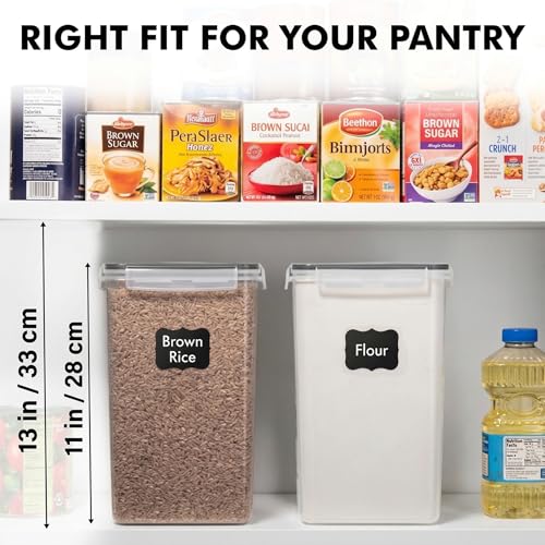 WHITE FEATHER SUPPLIES 2 PC [7 Qt / 6.5L / 220 Oz] Large Food Storage Containers with Lids Airtight - BPA Free Clear Plastic Kitchen and Pantry Storage Containers for Cereal, Flour, Sugar, Rice - color: Black - 2 Pack