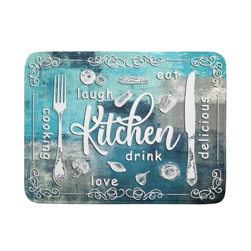 Blue Grey Dish Drying Mat 18x24 Inch Cooking Delicious Absorbent Drying Pad Heat Resistant Dish Drainer Mats for Kitchen Countertop - color: Blue Kitchen Cooking, size: 18" x 24"