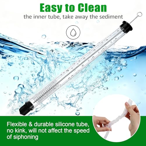 14” Auto Siphon with 12.9” Bottle Wand & 5.5FT Food-Grade Silicone, Beer Wine Siphon Racking Cane fit Liquid Transfer, Effortless Bottling Fermentation Mead HomeBrew Making