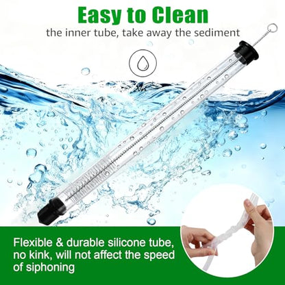 14” Auto Siphon with 12.9” Bottle Wand & 5.5FT Food-Grade Silicone, Beer Wine Siphon Racking Cane fit Liquid Transfer, Effortless Bottling Fermentation Mead HomeBrew Making