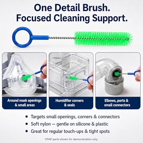 CPAP Hose Brush Set, 6.5 ft Dual-Ended CPAP Hose Brush for 22 mm & 15 mm Tubing, CPAP Hose Cleaner Brush & Tube Cleaning Brush with Detail Brush for Mask Openings, Elbows & Connec - color: Double-ended