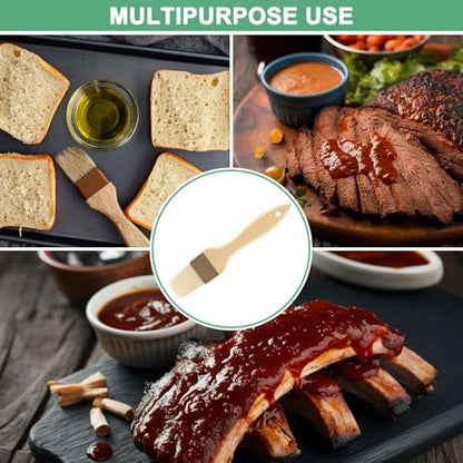 M METERXITY 2-Pack Pastry Brush, Wooden Handle Natural Bristle Basting BBQ Oil Brush for Cooking/Barbecue/Kitchen [1.6"] - size: 1.6"