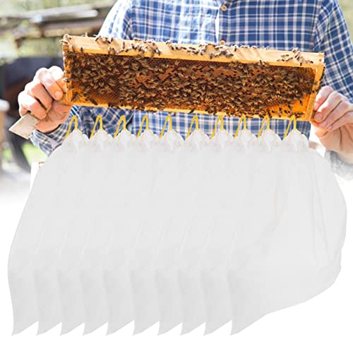 10PCS Honey Strainer Filter Reusable Bee Honey Net Bag Nylon Mesh Strainer Washable Beekeeping Supplies with Adjustable Drawstring for Wax Beer Nut Milk