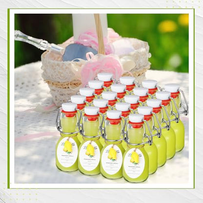 20 Sets Mini Limoncello Bottles Small Swing Top Glass Bottles Tiny Jar for Table Centerpieces Beverages Homemade Christmas Baby Shower Wedding Party Favors for Guests(2oz,Lemon) - size: 2oz, style: Lemon