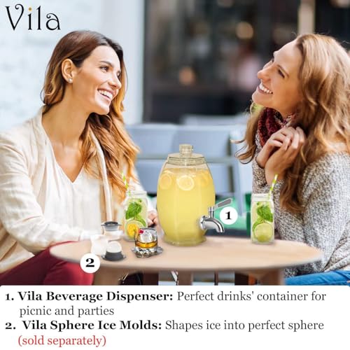Vila Replacement Spigot for Beverage & Water Dispenser, Stainless Steel No-Rust Spout Faucet, Excellent Continuous Flow, Sturdy Alternative for Flimsy Plastic Taps, Fits Most Water Jugs, Mason Jars